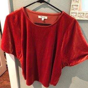 Madewell velour short  sleeve top